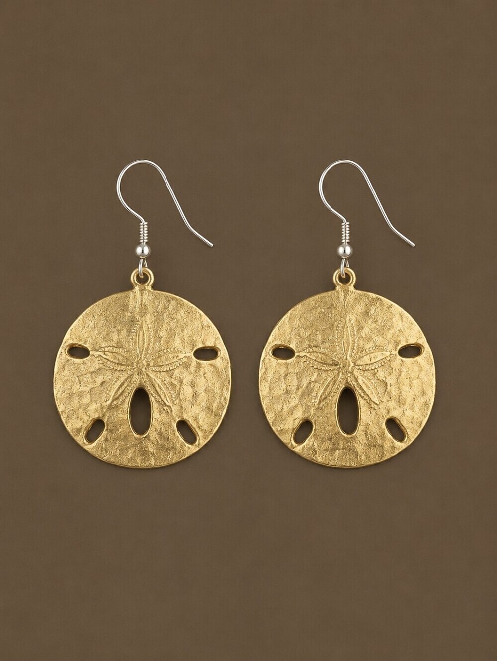 VTG Estate Large Goldtone Sand Dollar Dangle Earrings